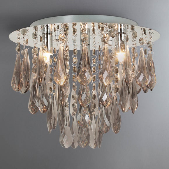 Valencia Smoke 3 Light Semi Flush Fitting