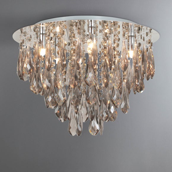 Valencia Smoke 5 Light Semi Flush Fitting