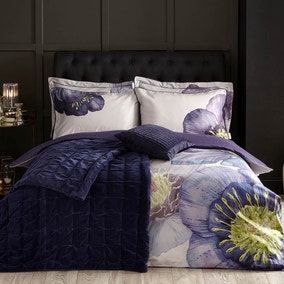 Harris & Hatherly by Jane Abbott 100% Cotton Velvet Navy Bedspread