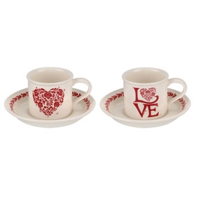 Jan Constantine made by Portmeirion Set of 2 Red Espresso Cups & Saucers