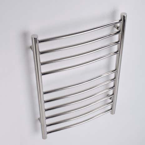 Alara Polished Silver Stainless Steel Curved Electric Towel Radiator