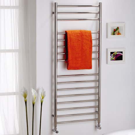 Alara Polished Silver Stainless Steel Straight Towel Radiator
