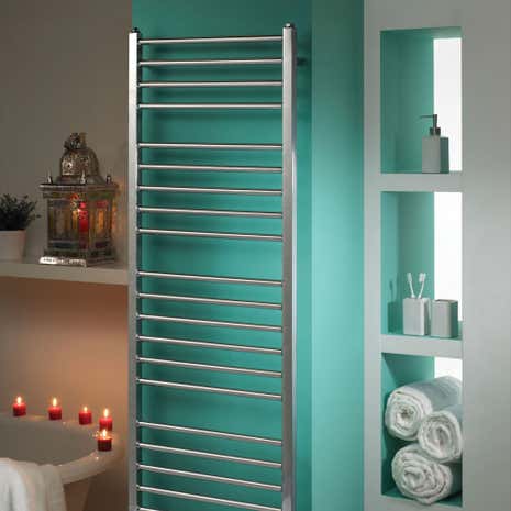 Java Polished Silver Stainless Steel Dual Fuel Towel Radiator