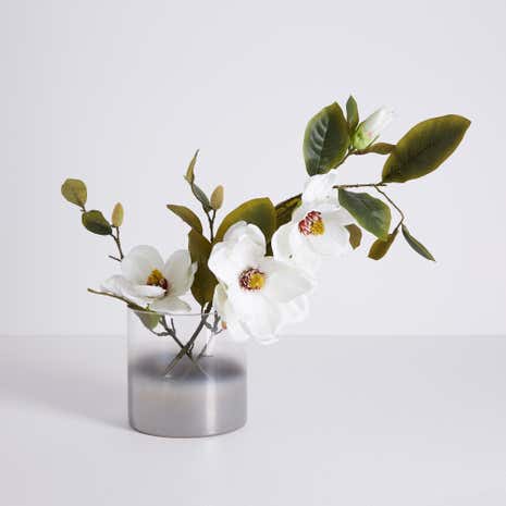 5A Fifth Avenue Cream Magnolia in Smoked Glass Vase