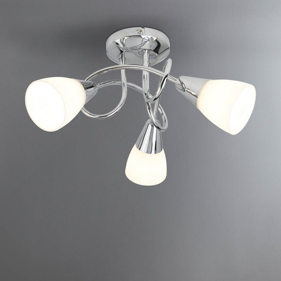 Chrome 3 Light Opal Glass Ceiling Fitting