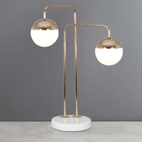 5A Fifth Avenue Skara Marble Sphere Champagne Table Lamp