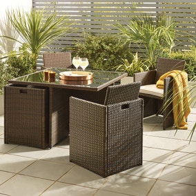 Garden Furniture Sets Dunelm Gobi Brown 4 Seat Cube Set