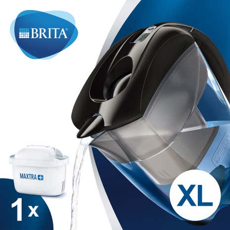 Brita Elemaris XL Black Water Filter Jug with Cartridge
