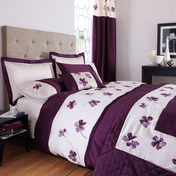 £9.99 for Louisa plum duvet cover cream / purple dealdirect.co.uk