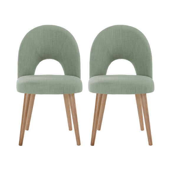 Skandi Oak Pair of Upholstered Chairs Duck Egg Green from Dunelm Buy