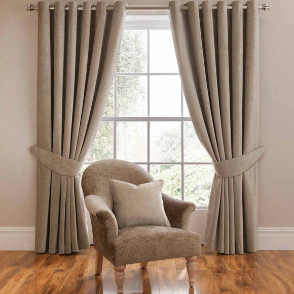 £30.00 for Dorma lymington mink lined eyelet curtains light brown