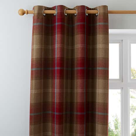 Curtains Ideas burgundy eyelet curtains : Highland Check Wine Lined Eyelet Curtains | Dunelm