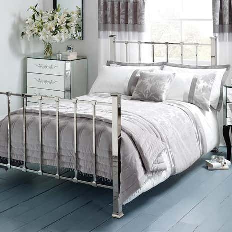 Roma Silver Damask Bed Linen Collection | Dunelm