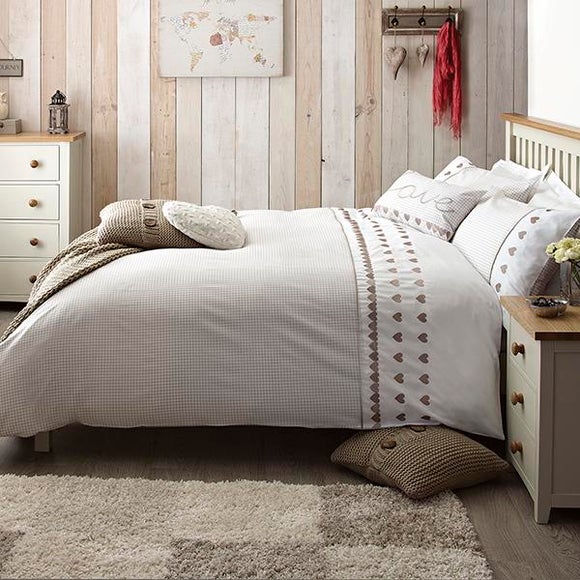 Gingham Hearts Taupe Bed Linen Collection