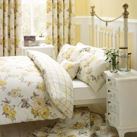 Windermere Lemon Bed Linen Collection | Dunelm