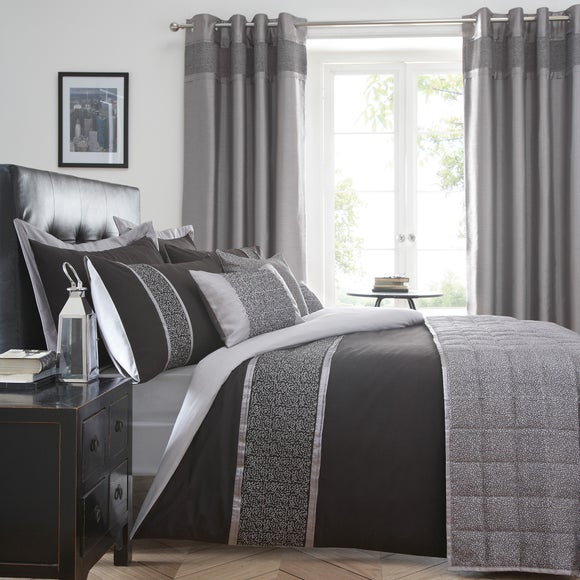 Mercury Black Bed Linen Collection | Dunelm