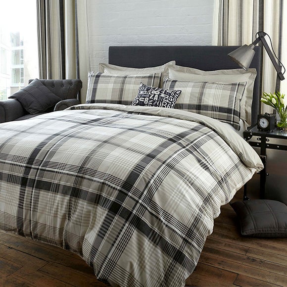 Salvage Check Grey Bed Linen Collection