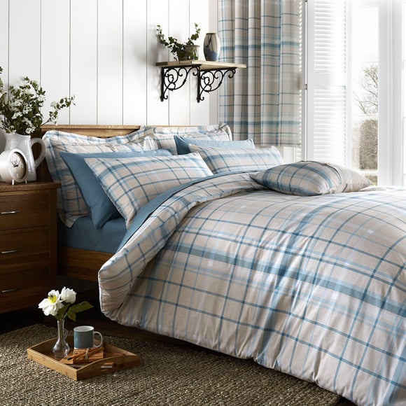 Check Duck Egg Bed Linen Collection