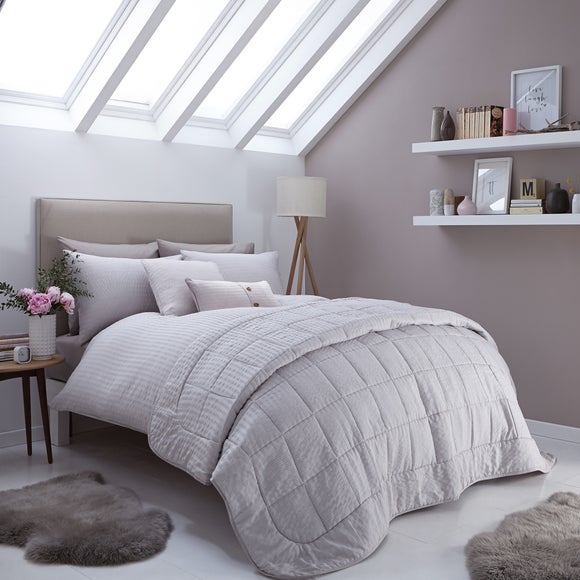 Logan Seersucker Grey Bed Linen Collection