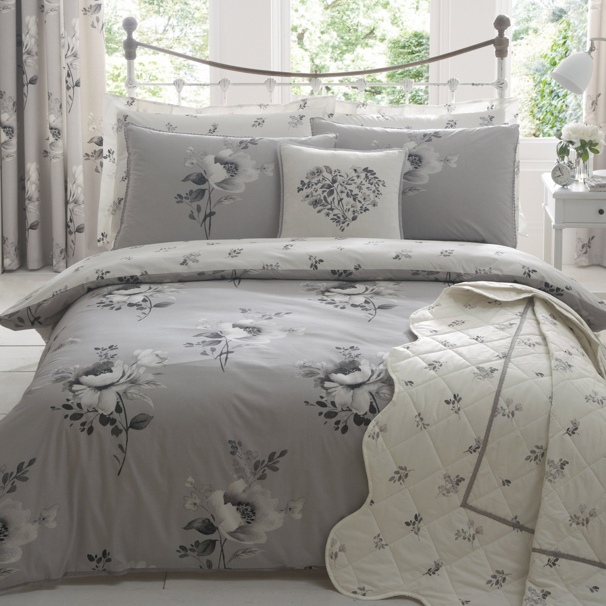 Liana Grey Bed Linen Collection Dunelm