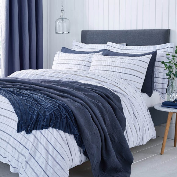 Colton Pinstripe White Bed Linen Collection