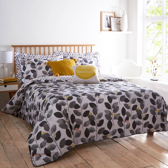Elements Leaf Grey Bed Linen Collection