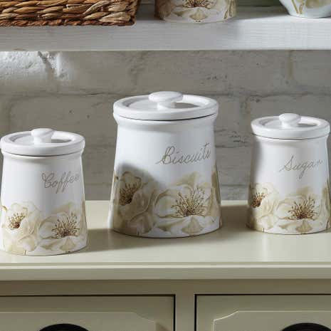 Natural Flower Kitchen Canister Collection | Dunelm