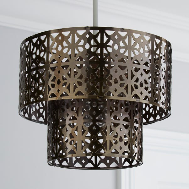 Cut Out 2 Tier Antique Brass Easy Fit, Metal Cut Out Lamp Shades