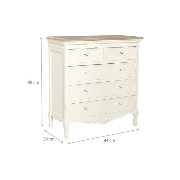 Camille Ivory 5 Drawer Chest Dunelm