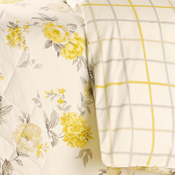 Windermere Lemon Reversible Duvet Cover and Pillowcase Set Dunelm