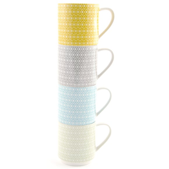 Geo Skandi Pack of 4 Stacking Mugs Dunelm