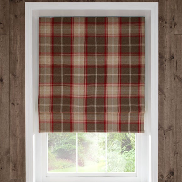 Highland Check Red Blackout Roman Blind Dunelm
