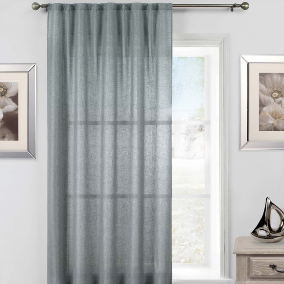 Grey Glisten Hidden Tab Single Voile Panel Dunelm