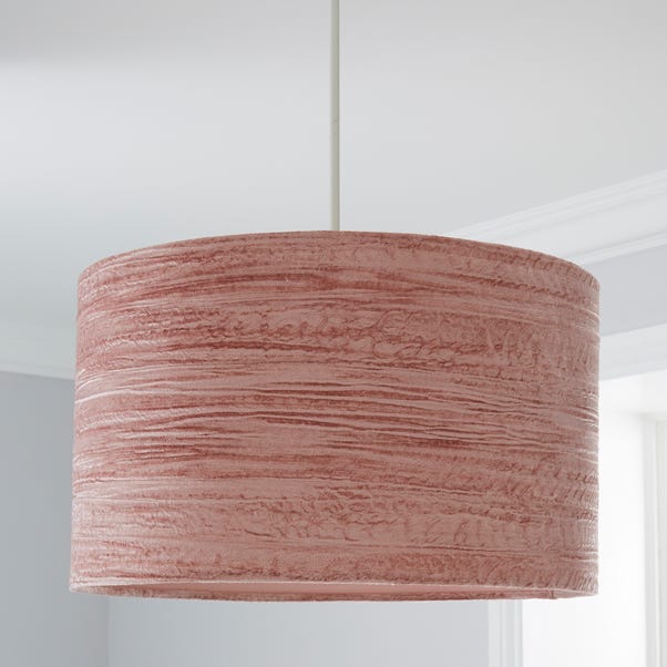 Lulu Crushed Velvet 40cm Drum Pink Shade Dunelm Lulu Crushed Velvet 40cm Drum Pink, Pink Chandelier Lampshades
