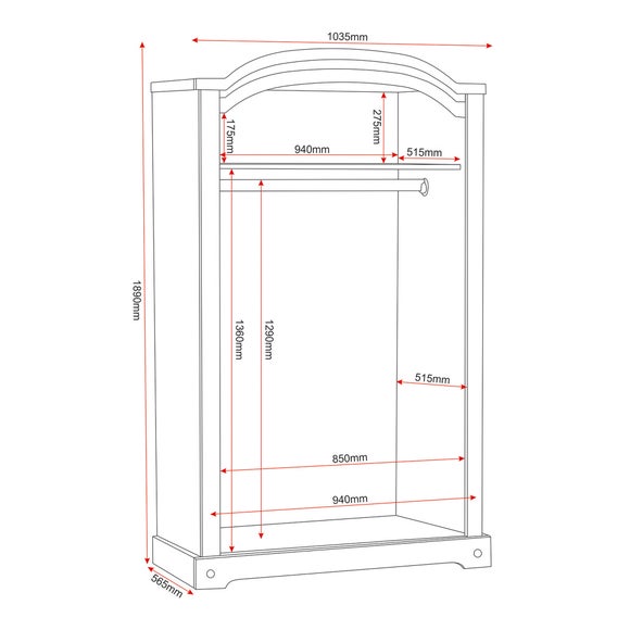 Corona Pine Curved Top Wardrobe Dunelm