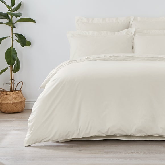 Non Iron Plain Dye Ivory Duvet Cover Dunelm
