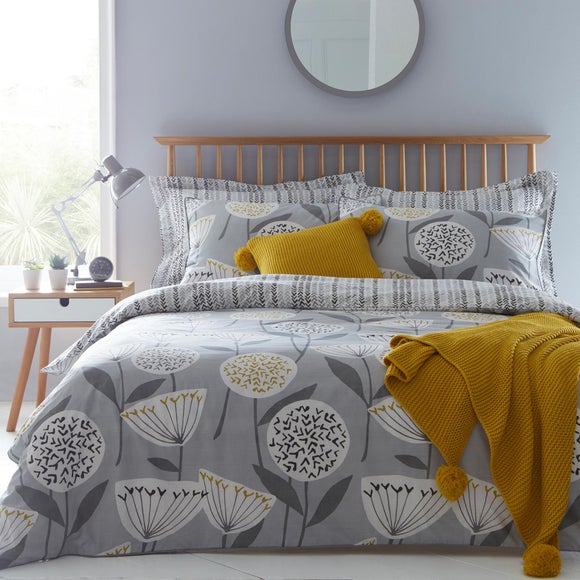 dunelm grey and yellow bedding