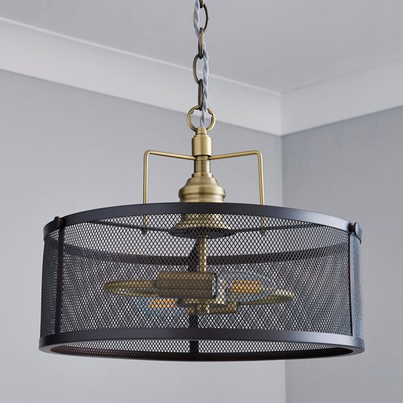 kalix 2 light mesh black gold ceiling fitting