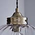 Rio Voyager 1 Light Pendant Ribbed Glass Ceiling Fitting Antique Brass