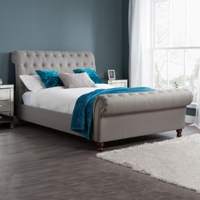 Castello Grey Sleigh Fabric Bed Frame, Grey Sleigh Bed King Size