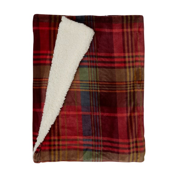 Check Sherpa 130cm x 180cm Throw | Dunelm