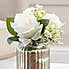 Artificial Roses White in Silver Mercury Vase 18cm White