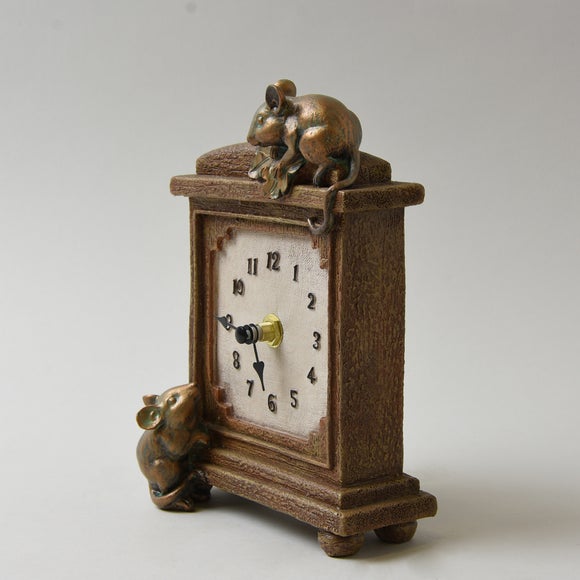 Brown Mice Mantel Clock Dunelm