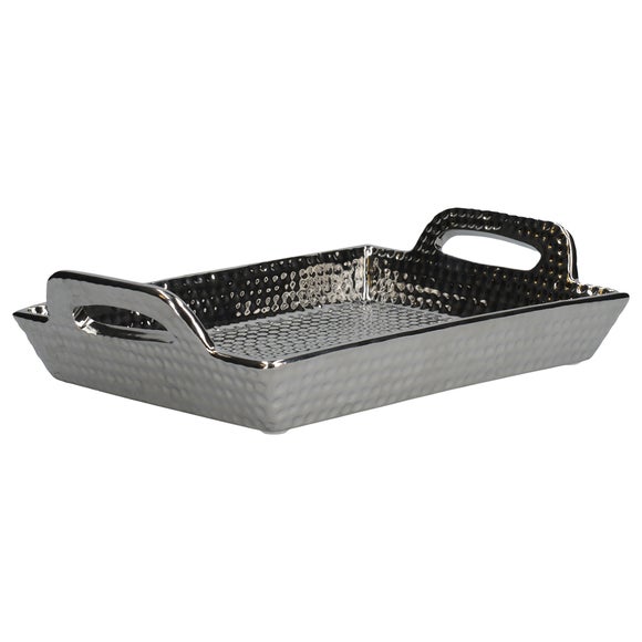 Ceramic Silver Dimple Tray Dunelm