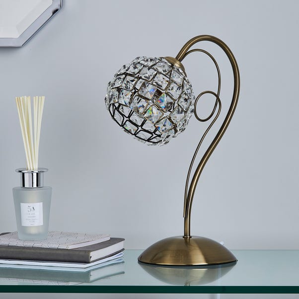 Bergen Crystal Antique Brass Table Lmp, Table Lamp Shades Uk Dunelm