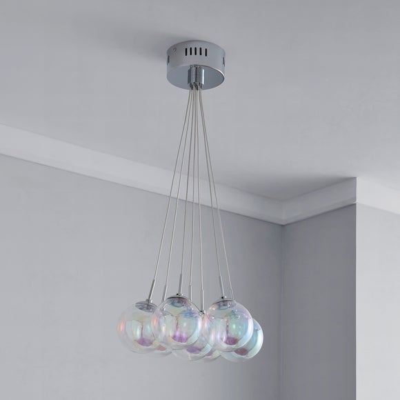 elmira 7 light bubble glass cluster ceiling fitting