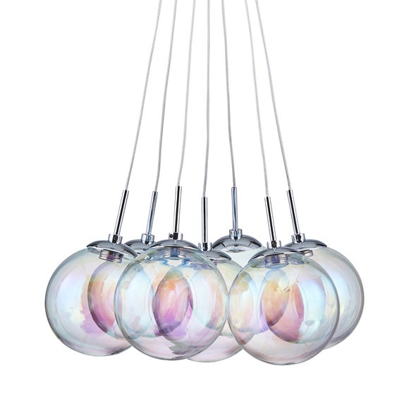 elmira 7 light bubble glass cluster ceiling fitting