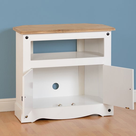 Corona White Corner TV Unit Dunelm