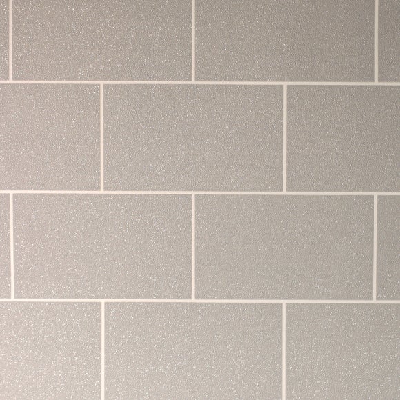 London Tile Grey Mist Wallpaper Dunelm