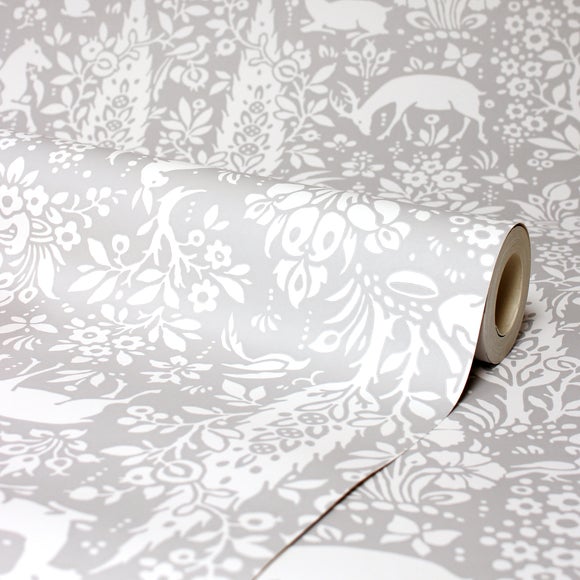 Woodland Grey Wallpaper Dunelm